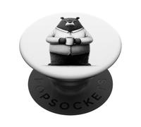 Grumpy Coffee Bear Lover Funny Art PopSockets Adhesive PopGrip