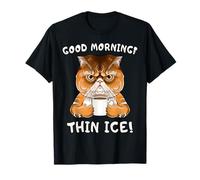 Grumpy Coffee Cat Morning Sarcasm Funny Quote T-Shirt