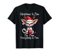 Grumpy Cornish Rex Cats Christmas Xmas Chaos Saying T-Shirt