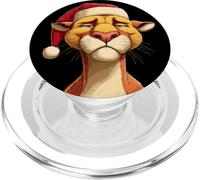 Grumpy Cougar Cat with Christmas Hat PopSockets PopGrip for MagSafe