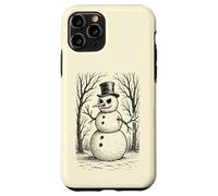 Grumpy Cute Snowman in Top Hat Winter Forest Illustration Case for iPhone 11 Pro