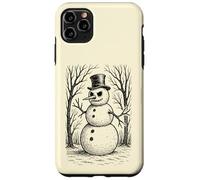 Grumpy Cute Snowman in Top Hat Winter Forest Illustration Case for iPhone 11 Pro Max
