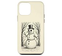 Grumpy Cute Snowman in Top Hat Winter Forest Illustration Case for iPhone 12 mini