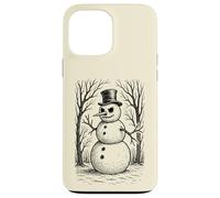 Grumpy Cute Snowman in Top Hat Winter Forest Illustration Case for iPhone 13 Pro Max