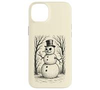 Grumpy Cute Snowman in Top Hat Winter Forest Illustration Case for iPhone 14 Plus