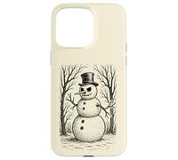 Grumpy Cute Snowman in Top Hat Winter Forest Illustration Case for iPhone 15 Pro Max