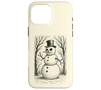 Grumpy Cute Snowman in Top Hat Winter Forest Illustration Case for iPhone 16 Pro Max