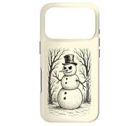 Grumpy Cute Snowman in Top Hat Winter Forest Illustration Case for iPhone 17 Pro