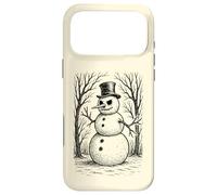 Grumpy Cute Snowman in Top Hat Winter Forest Illustration Case for iPhone 17 Pro Max