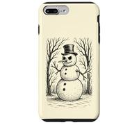 Grumpy Cute Snowman in Top Hat Winter Forest Illustration Case for iPhone 7 Plus/8 Plus