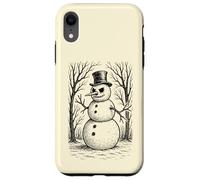 Grumpy Cute Snowman in Top Hat Winter Forest Illustration Case for iPhone XR