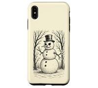 Grumpy Cute Snowman in Top Hat Winter Forest Illustration Case for iPhone XS Max