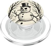 Grumpy Cute Snowman in Top Hat Winter Forest Illustration PopSockets PopGrip for MagSafe