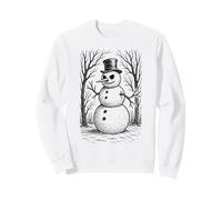 Grumpy Cute Snowman in Top Hat Winter Forest Illustration Sweatshirt