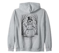 Grumpy Cute Snowman in Top Hat Winter Forest Illustration Zip Hoodie