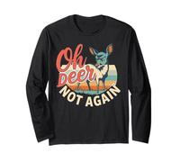 Grumpy Deer Not Again Retro Vintage Animal Fawn Long Sleeve T-Shirt