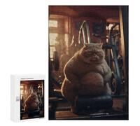 Grumpy Fat Cat Fitness, 300 PCS Displayable Picture Puzzle, Festive Gift for Adults, with A Decorative Finished Picture