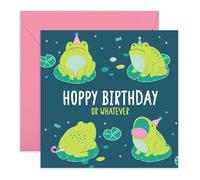 Grumpy Frog Birthday Card - 'Hoppy Birthday Or Whatever' - Gifts for Best Friend, Besties, Sister, Birthday, BFF, Colleagues - Angles - Comes with Fun Stickers