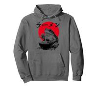 Grumpy Frog Eat Ramen and Scroll Phone Funny Japanese Pullover Hoodie