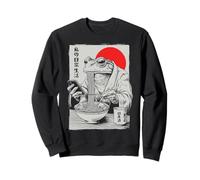 Grumpy Frog Eat Ramen and Scroll Phone Funny Japanese Sweatshirt