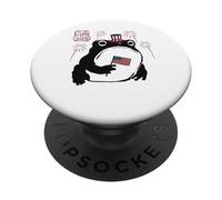 Grumpy Frog Funny 4th July Independence Day Anime Japanese PopSockets Adhesive PopGrip
