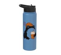 Grumpy Frog Funny Autumn Pumpkin Spice Fall Anime Japanese Stainless Steel Insulated Water Bottle