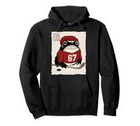 Grumpy Frog Funny Hockey Player 6-7 Six Seven Anime Japanese Pullover Hoodie