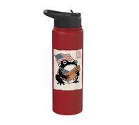 Grumpy Frog Funny Hot Dog 4th of July Anime Japanese Stainless Steel Insulated Water Bottle
