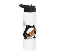 Grumpy Frog Funny Hot Dog Anime Japanese Stainless Steel Insulated Water Bottle