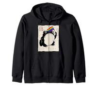 Grumpy Frog Funny Pride Month LGBTQ+ Anime Japanese Zip Hoodie