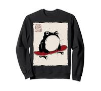 Grumpy Frog Funny Skateboard Skateboarding Anime Japanese Sweatshirt
