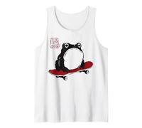 Grumpy Frog Funny Skateboard Skateboarding Anime Japanese Tank Top