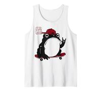 Grumpy Frog Funny Skateboard Skateboarding Anime Japanese Tank Top