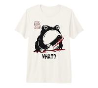 Grumpy Frog Funny What? Creepy Frog Knife Anime Japanese Premium T-Shirt