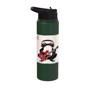 Grumpy Frog Guitarist Japanese Rock Music Woodblock Art Stainless Steel Insulated Water Bottle