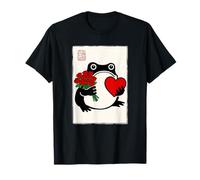 Grumpy Frog Japanese Valentines Funny Love Illustration T-Shirt