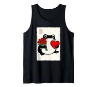Grumpy Frog Japanese Valentines Funny Love Illustration Tank Top