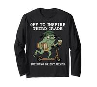 Grumpy Frog Third Grade Teacher Inspire Minds Graphic Long Sleeve T-Shirt