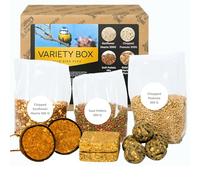 Grumpy Gardener Bird Food Variety Box - Fat Balls, Suet Pellets, Bird Peanuts, Sunflower Hearts, Suet Cakes, Nutpecker Prefilled Coconuts | High-Protein, Energy-Rich Wild Bird Feed, 3.25 Kg