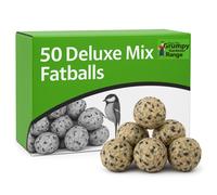 Grumpy Gardener Fat Balls - Deluxe Mix Wild Bird Fat Balls, 50 Suet Balls Enriched with Beef Tallow, Peanuts, Sunflower Seeds and Essential Bird Seed