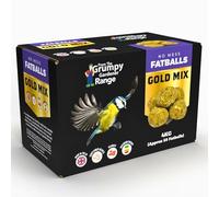 Grumpy Gardener Fat Balls for Wild Birds - Gold Mix Fat Balls, Suet Balls Enriched with Beef Tallow, Hearts, Peanuts, Sunflower, Essential Bird Seed Blend, Suet Fatballs (50 pack, 4kg)