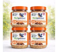 Grumpy Gardener NutPecker Peanut Butter Bird Food for Wild Birds - Dried Fruits Suet Bird Feeding Nourishment, High-Energy Made in the UK Wild Bird Food | Fruits & Nuts Flavors 4 x 330g each