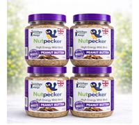 Grumpy Gardener NutPecker Peanut Butter Bird Food for Wild Birds - Insects Suet Bird Feeding Nourishment, High-Energy Made in the UK Wild Bird Food | Insects Flavor 4 x 330g each