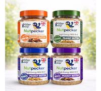 Grumpy Gardener NutPecker Peanut Butter Bird Food for Wild Birds - Mixed Variety Suet Bird Feeding Nourishment, High-Energy Made in the UK Wild Bird Food | Variety Flavors 4 x 330g each