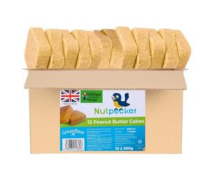 Grumpy Gardener Peanut Butter Bird Suet Cakes -12 Pack Wild Bird Food, Mess-Free, No Melt Suet Blocks for Nutpecker, 3.6 Kg, All Natural, Made in UK (Peanut Butter)