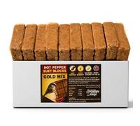 Grumpy Gardener Peanut Butter Bird Suet Cakes - Squirrel Proof, 10 Pack WildBbird Food, Mess-Free, No Melt Suet Blocks for Nutpecker, Hot Pepper Flavour, 2.8 Kg