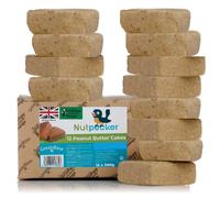 Grumpy Gardener Peanut Butter Bird Suet Cakes - Wild Bird Food, 12 Pack | Mess-Free No Melt Suet Blocks for NutPecker Feeders - All Natural, Made in the UK, 3.6kg Pack