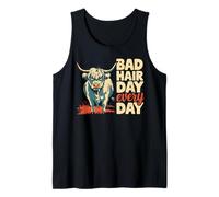 Grumpy Highland Cow Messy Hair Daily Humor Tank Top