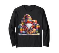Grumpy Hippie Dad Gnome Sitting On A Sofa For Garden Lover Long Sleeve T-Shirt
