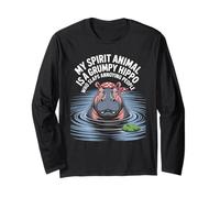 Grumpy Hippo Funny Spirit Animal Slap Joke Water Bandana Long Sleeve T-Shirt
